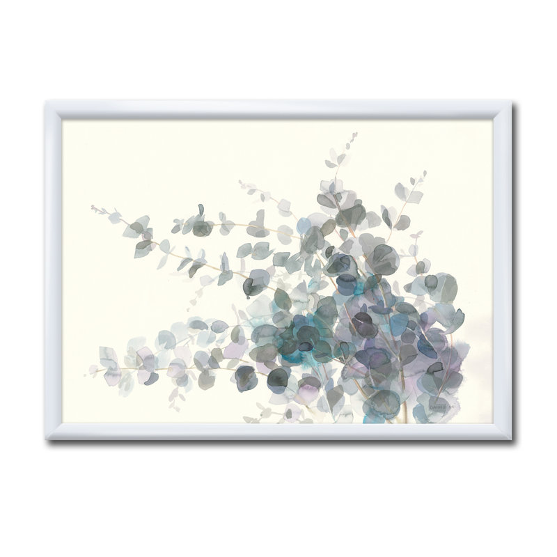 «Gray Watercolor Flower II», reproduction sur toile encadrée, Cadre blanc, H 20 po x l 20 po x P 1 po