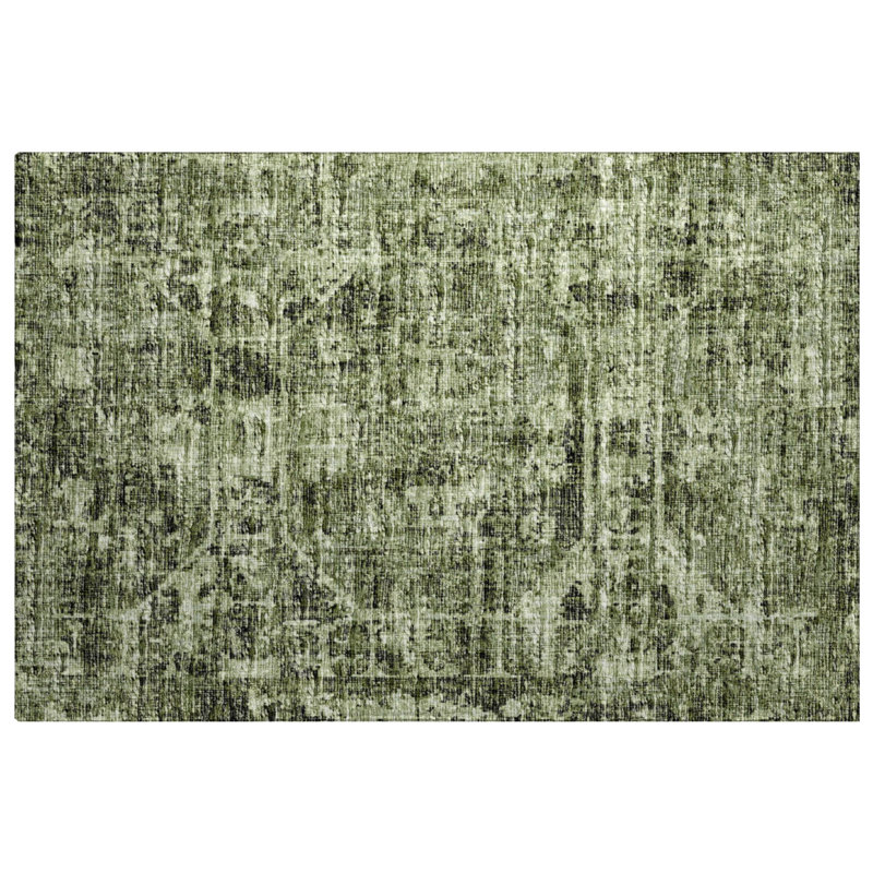 Premium Machine Washable Dream Shag Tribal Medallion Rug, 1'8" x 2'6", Olive