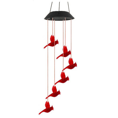 Solar Hummingbird LED Wind Chime Lights Hanging Decorative Lights Patio Solar Wind Chime Lights Red