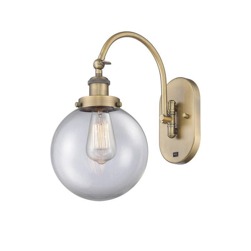 Shauna Swing Arm Sconce, LED, Clear, Brushed Brass