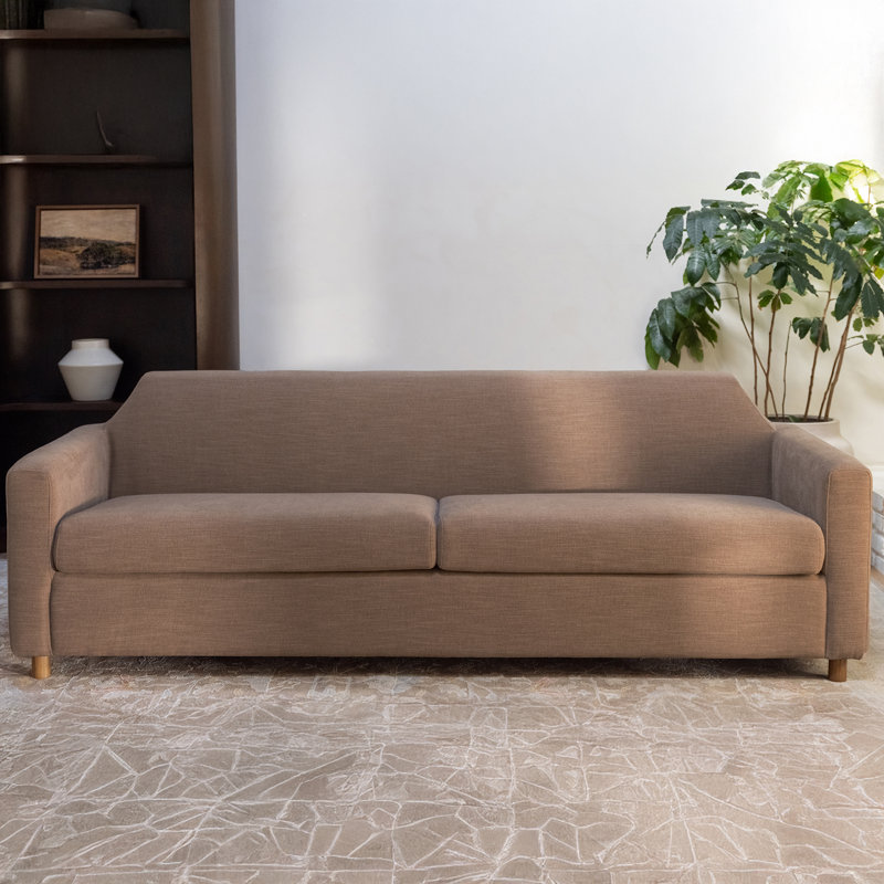 Breck Finch 92" Upholstered Sofa, Soft Cashmere Taupe Linen Blend