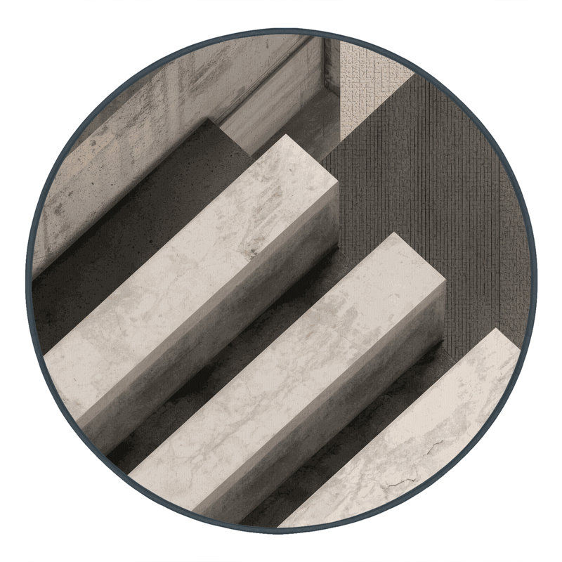 Tapis brique industriel lavable à la machine en noir Arverne, Rond 7 pi