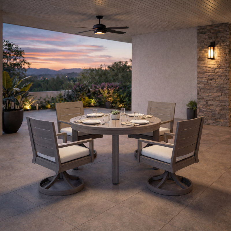 Laguna Swivel Patio Dining Armchair with Cushion, Canvas Natural Sunbrella® Canvas