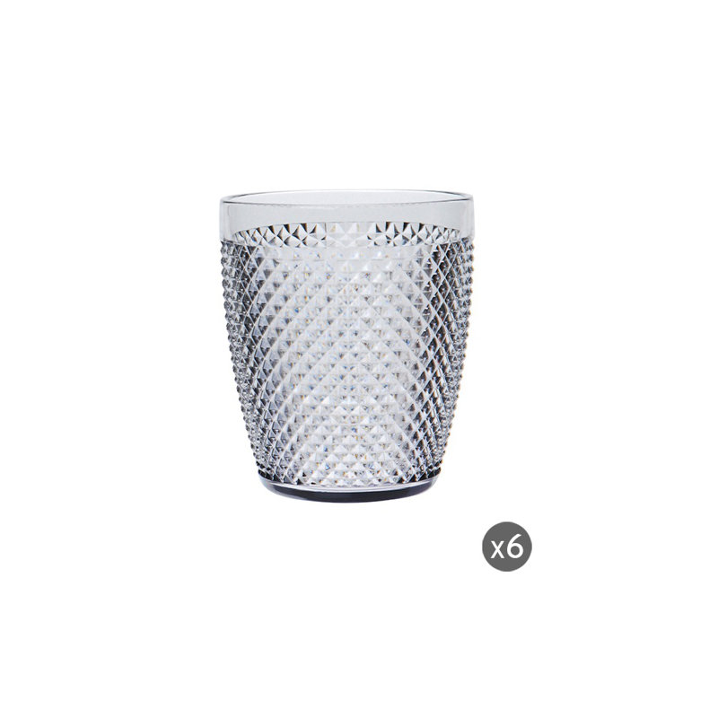 Diamond 400ml Drinking Glass Set, Silver