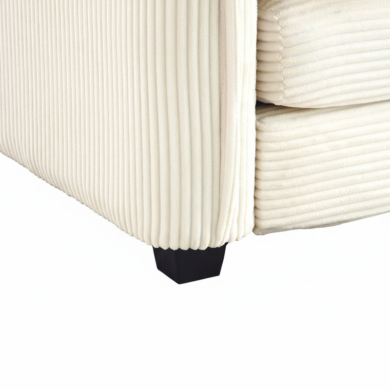 Canapé 81 po en velours côtelé avec coussins 81 po, Beige
