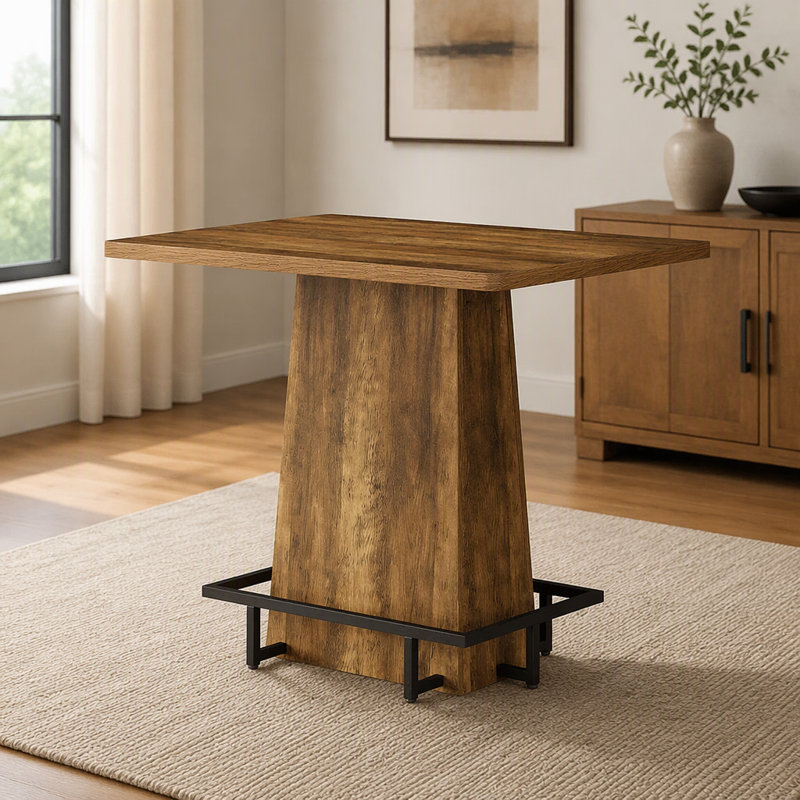 47" Bar Table, Rustic Industrial Pub Table with Footrest for Kitchen Bar Restaurant