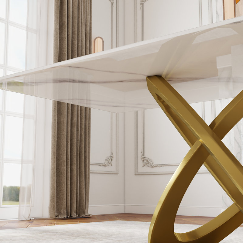 Ensemble de table de salle à manger moderne 7 pièces Zagan, Blanc / Gris / Noir, Blanc, H 29,53 po x L 70,84 po x P 35,43 po