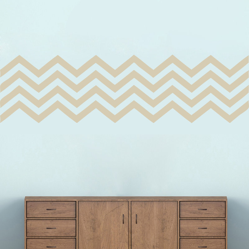 Décalcomanie murale à rayures en chevron, Beige