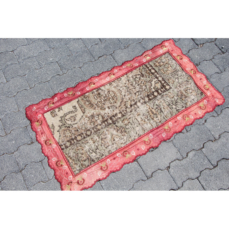 Petit tapis turc vintage en laine Oushak pour chambre d'enfant et vestibule aux couleurs vives