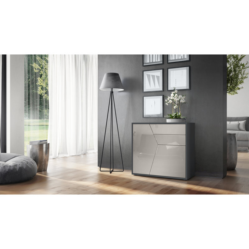 Selleck chest of drawers, Black Matt / Sand Grey High Gloss