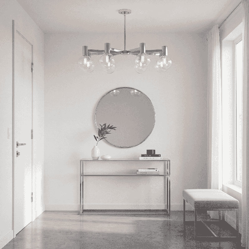 Rorem 8 - Light Shaded Modern Linear Chandelier in Chrome, Chrome, 8 Lights