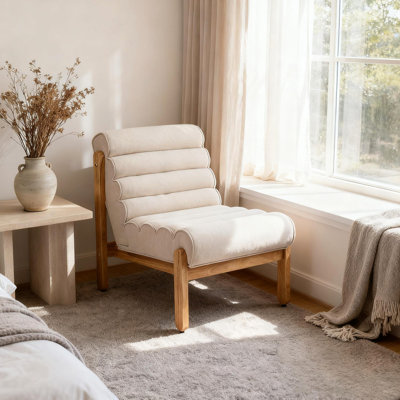 Fluffy Accent Chair With Solid Wood Frame