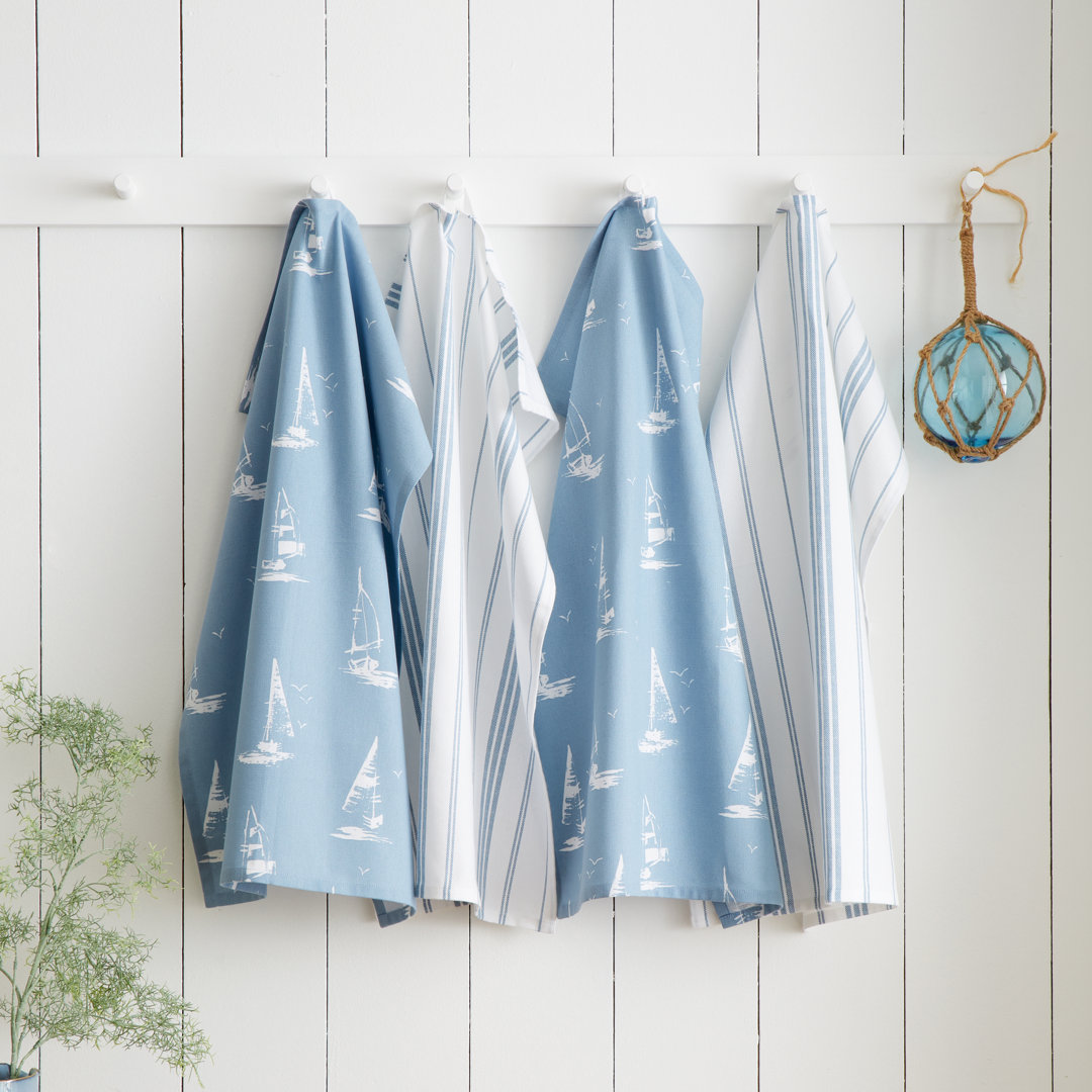 Salcombe Boats Cotton Kitchen Tea Towel Pack of 4 - Image 4