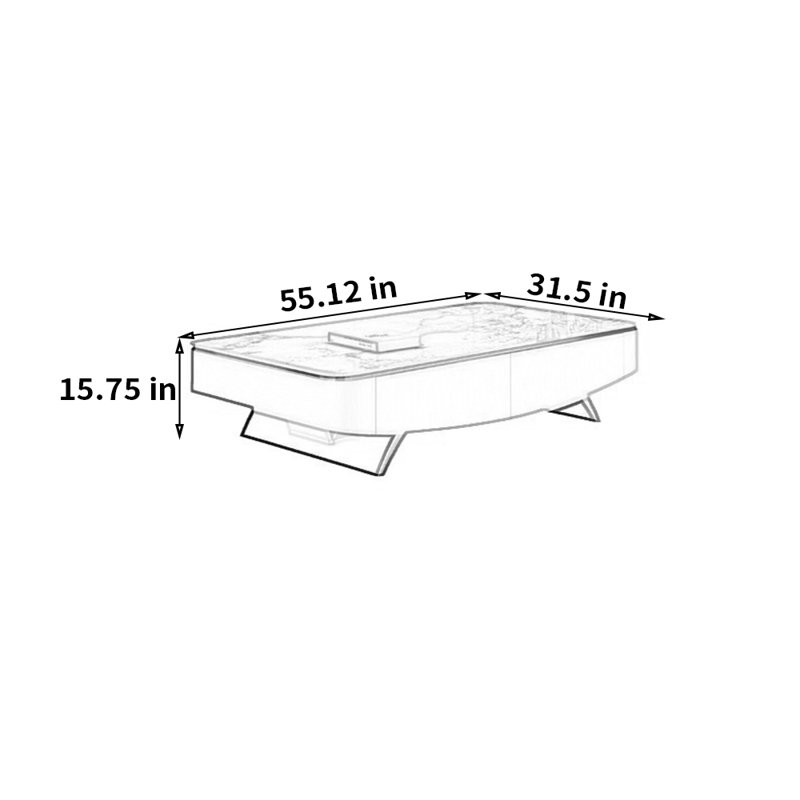 Table basse Modern, Doré, H 15,75 po x L 55,12 po x l 31,5 po