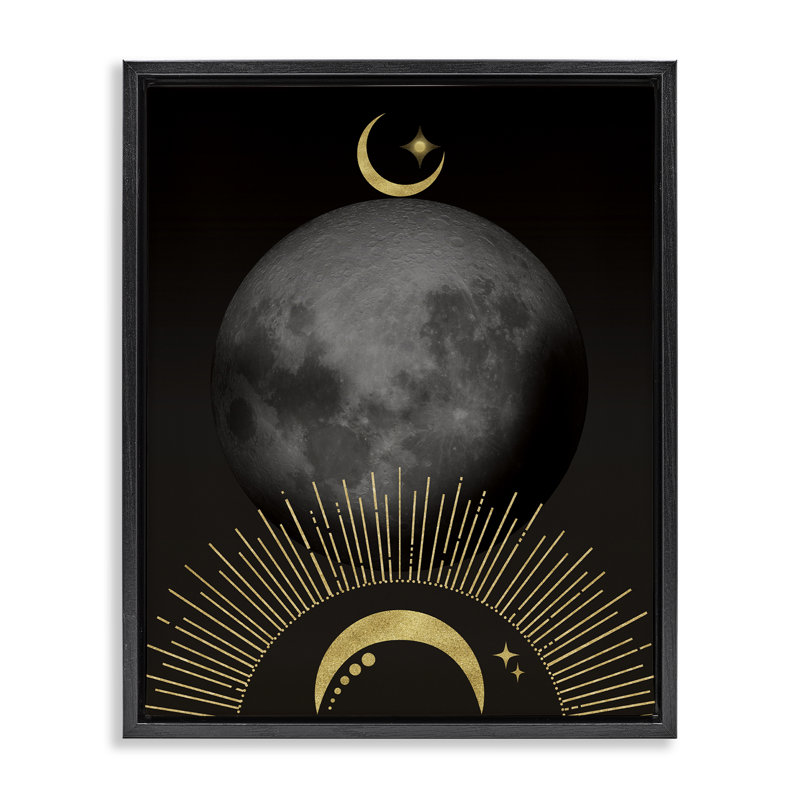 Lunes lunaires centrées, Cadre flottant noir de jais, H 21 po x l 17 po