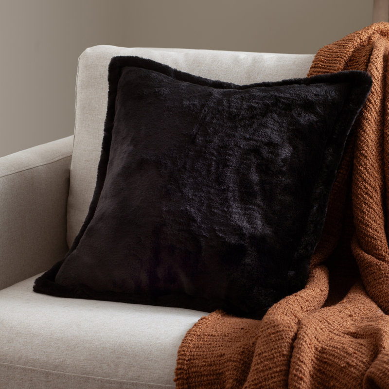 Kallu Cushion Cover Square Throw Cushion Cover, 45cm H x 45cm W, Black