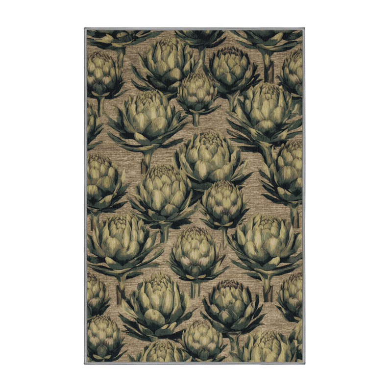  Tapis lavable en forme de globe artichaut, Rectangulaire 7 pi x 10 pi