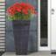 IDEALIST Ribbed Light Concrete Garden Tall Planter, Outdoor Plant Pot with Tapered Shape-900550928-900550935