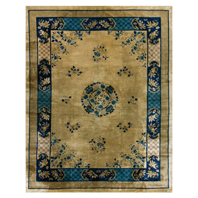 Tapis ivoire beige crème en laine noué à la main
