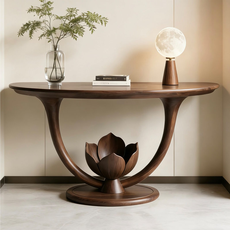 Console en bois massif de style médiéval, H 33,4 po x l 59 po x P 15,7 po