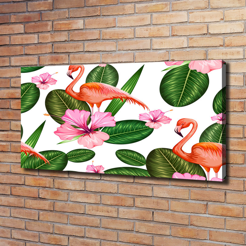 Flamingos And Plants - Wrapped Canvas Print