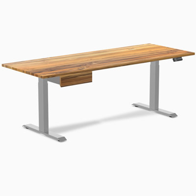 Bureau double debout en bois franc avec tiroir - Pheasantwood / 80 x 30 pouces / Gris sidéral