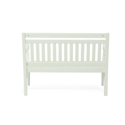 Banc d'extérieur blanc moderne 45,5 po avec finition résistante aux intempéries et accoudoirs