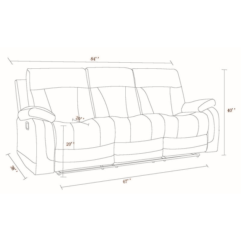 Ullery Pillow Top Arm Reclining Sofa, Beige, 40" H x 84" W x 38" D