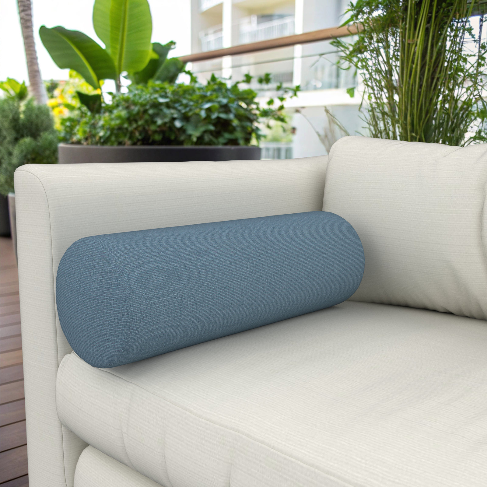 Amala Outdoor/Indoor Bolster Pillow, Spectrum Denim