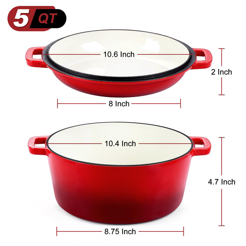 5 QT Dutch Oven Pot, Red