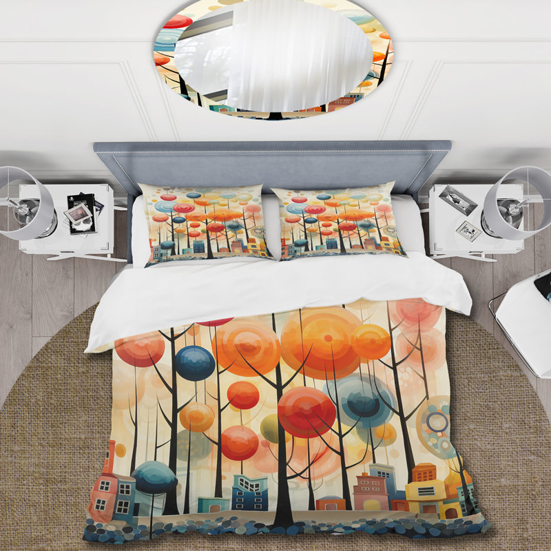 Colorful Bubble Tree - Tree Duvet Cover Set, King Duvet Cover + 2 King Shams
