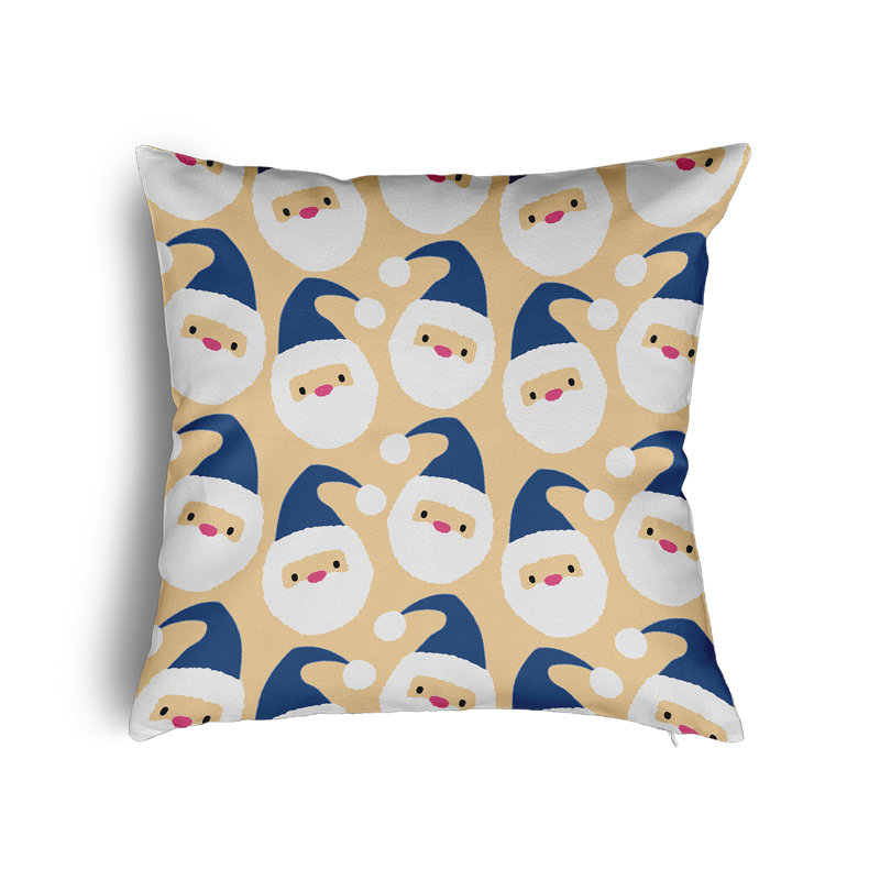 Dancing Santas Accent Pillow with Insert, 16" H x 16" W, Blue