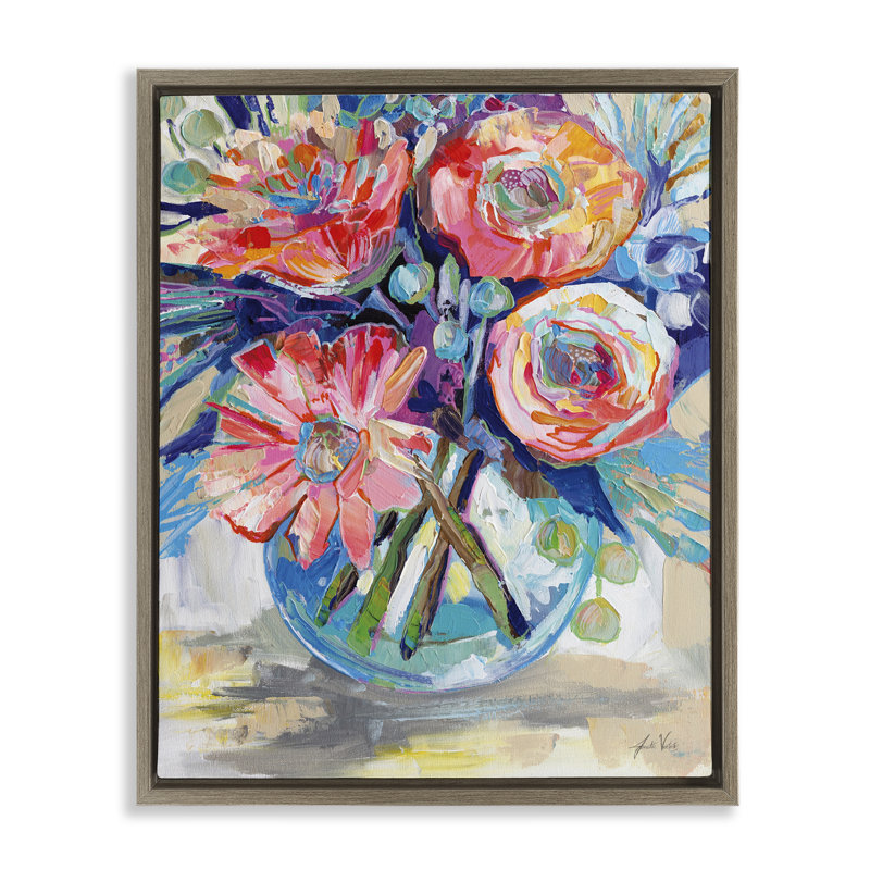  «Harpers Bouquet Flowers Floater», art mural sur toile par Jeanette Vertentes, H 21 po x l 17 po