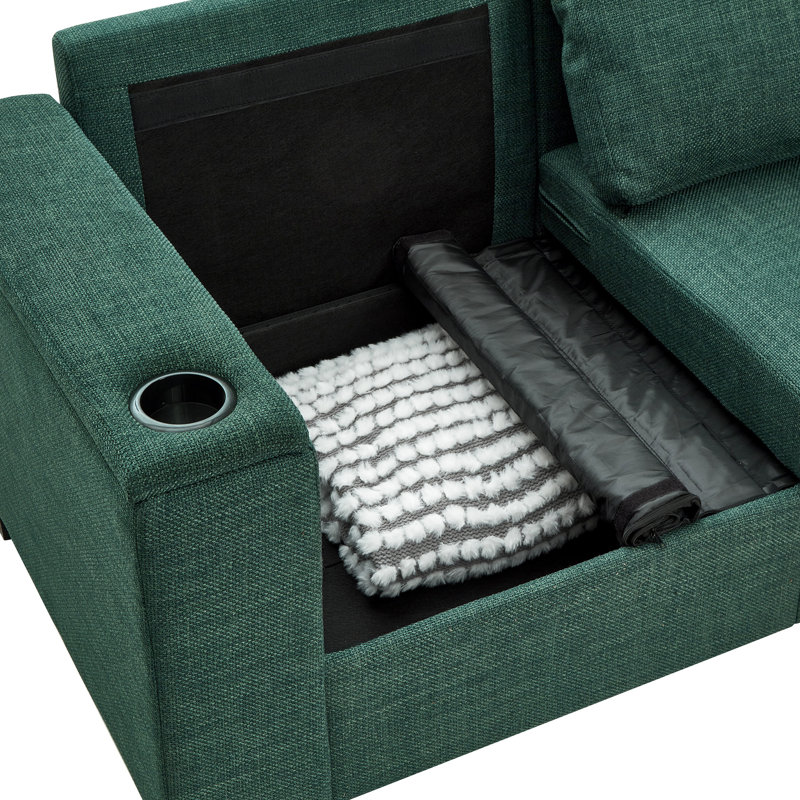 67,7 po avec accoudoir carré, porte-gobelet et rangement, coussins de ressorts hélicoïdaux confortables et démontables, structure en bois massif