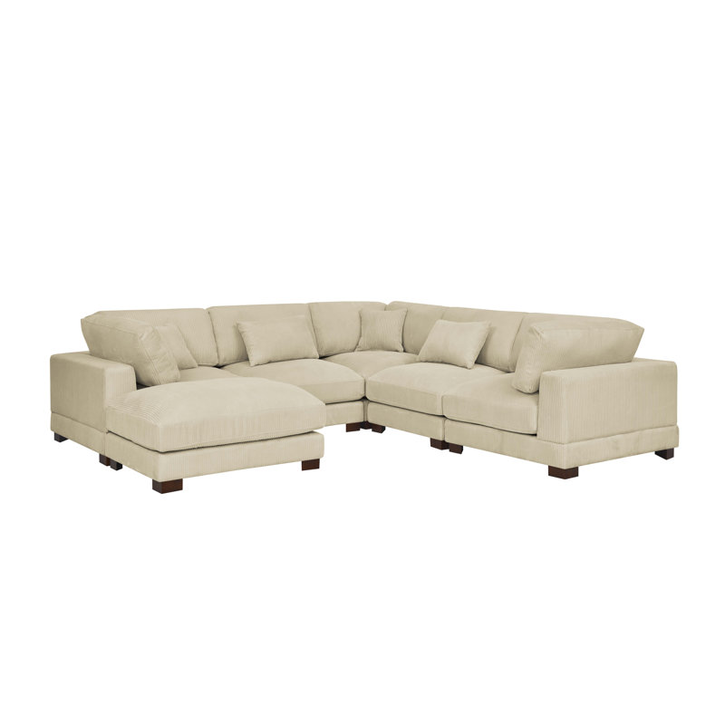 Canapé modulaire Middale, Velours côtelé beige
