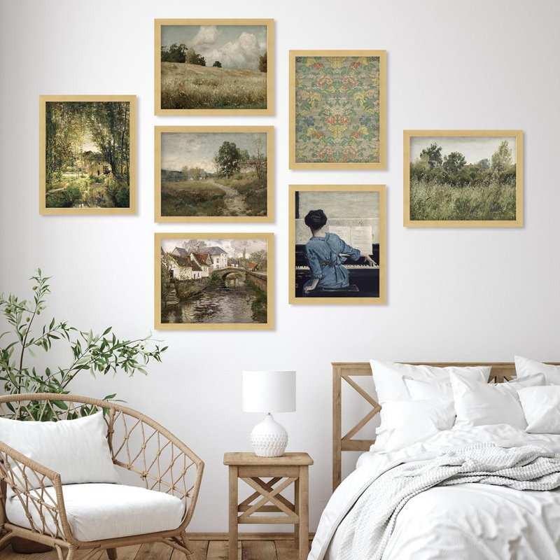 Paysage de campagne, impression botanique, nature sauvage, minimalisme, rustique et confortable, impression sur papier, 7 pièces