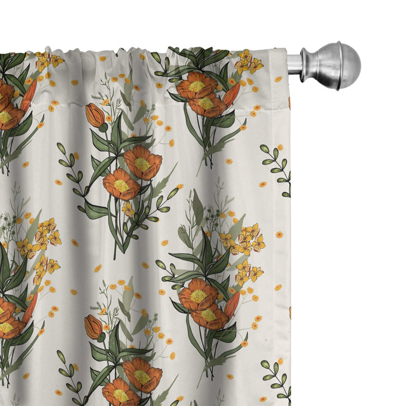 Hawaii Vintage Tropic Flower Semi-Sheer Rod Pocket Sliding Panels, 28" x 84"