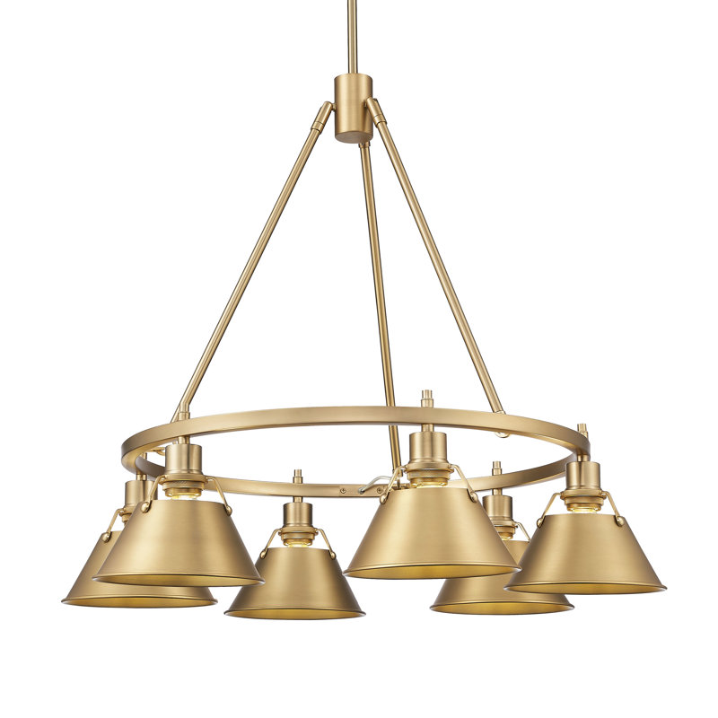 Felda 6 - Light Steel Dimmable Cone Chandelier, Brushed Champagne Bronze, Brushed Champagne Bronze