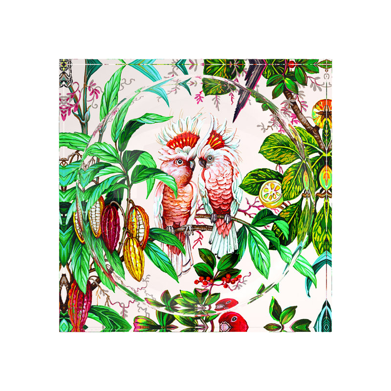 Cockatoo Passion Red Decorative Tray, 6"W x 6"D x 2"H