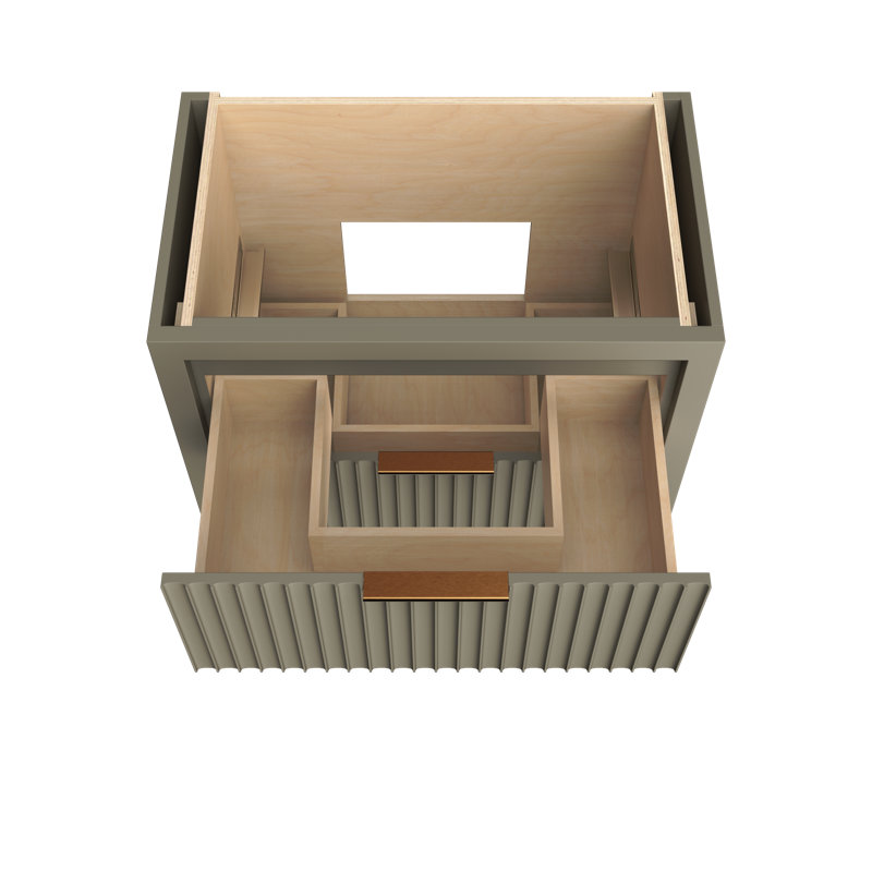 Lecrieú Two-Drawer Single Bath Vanity, French Olive, Champagne Bronze, 36"
