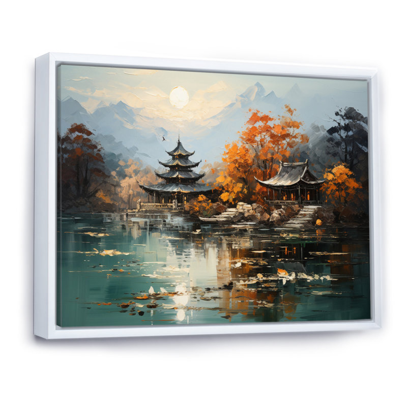 Art asiatique, paysage impérial III - impression, H 34 po x l 44 po x P 1,5 po, Cadre flottant blanc