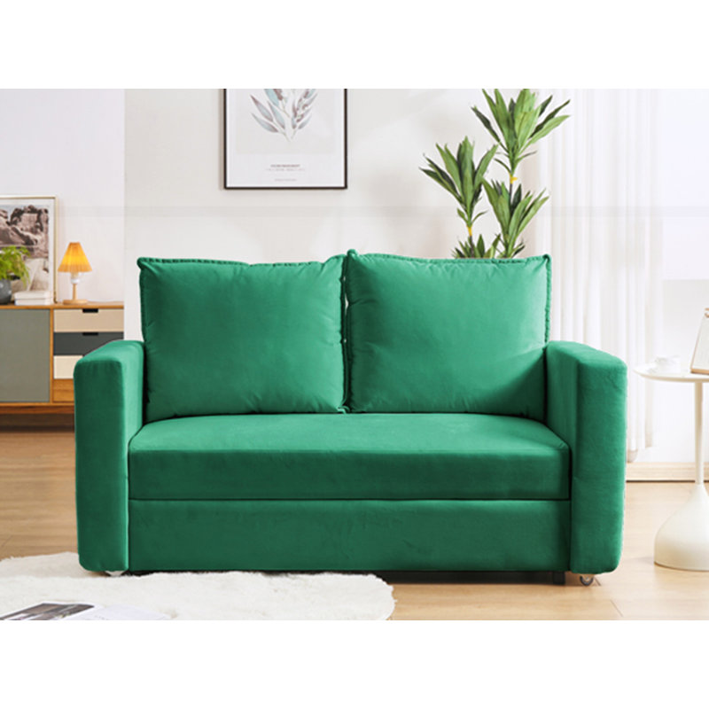 Canapé rembourré contemporain à accoudoirs carrés pour petits espaces, Vert