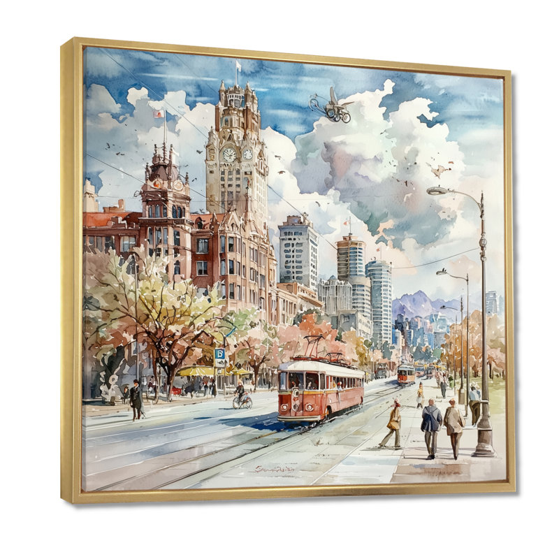 Reproduction d'art Canada Canada, Vancouver, H 16 po x l 16 po, Impression dans un cadre flottant sans passe-parto, Doré