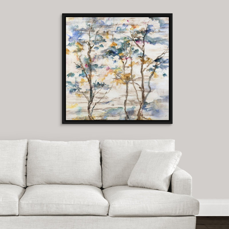 «Trio in Full Hue», peinture sur toile, Cadre flottant noir, H 37,7 po x l 37,7 po x p 1,75 po