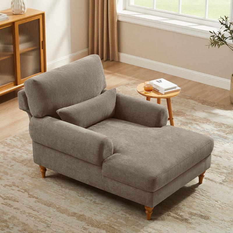 Jazier Upholstered Chaise Lounge with Adjustable Backrest, Taupe