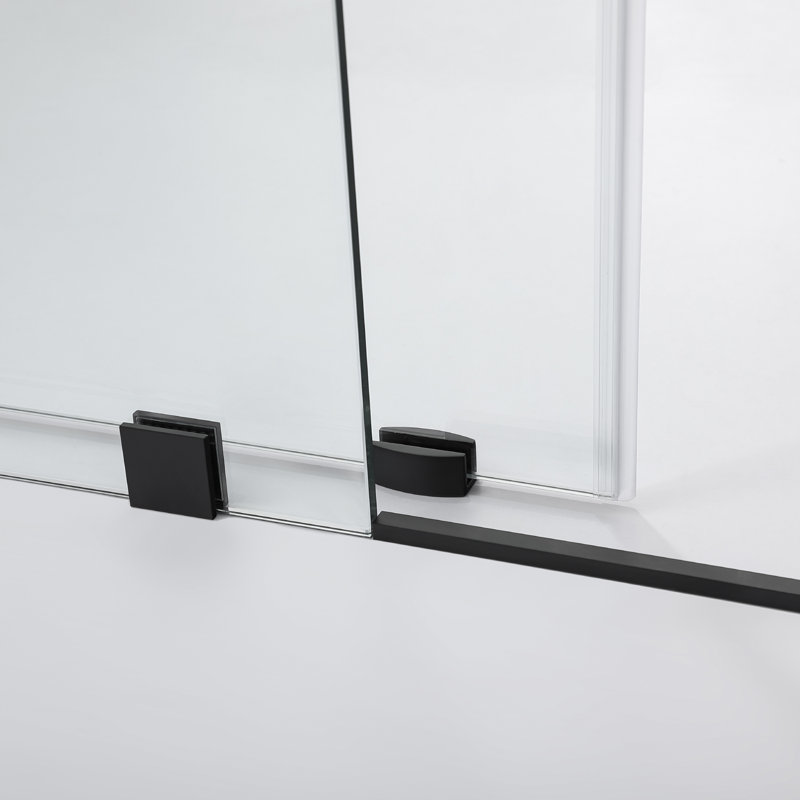 Vinnova Villena 52" Matte Black Frameless Sliding Shower Door