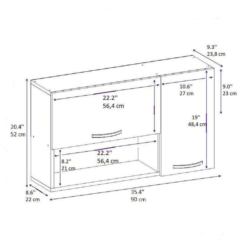 Cabinet with Shelf and Storage Novarro, White