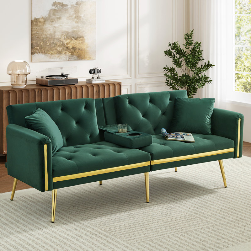2 Seater Velvet Loveseat, Green