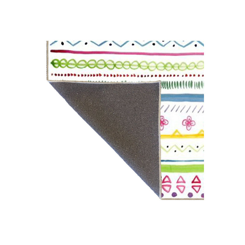 Tapis tissé multicolore à rayures et motifs géométriques lavables à la machine, Carré 3 pi 3 po