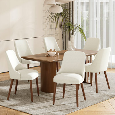 High Back Dining Chair with Ergonomic Curved Back, Padded Seat & Solid Wood Legs